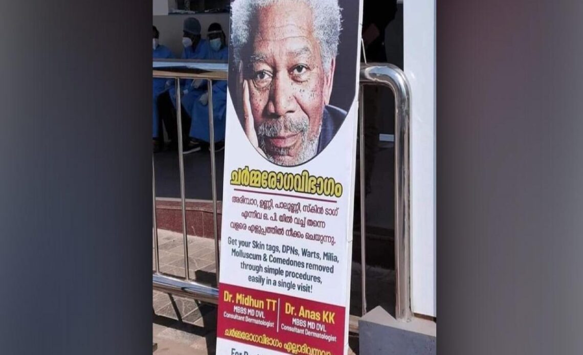 Kerala Hospital Apologies to use Pic Morgan Freeman at Skin Treatment Ads