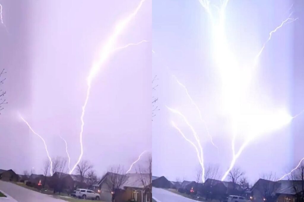 Caught On Camera: Lightning Bolt Strikes 500 Foot Away From US Family